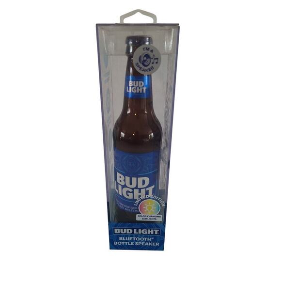 Bud Light LIMITED EDITION Bluetooth Glass Bottle Speaker NEW Color Changing LED - Picture 1 of 7
